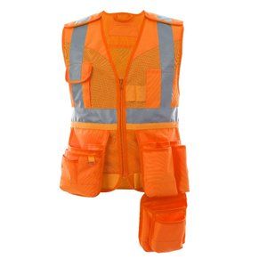 HI VIS CLASS 2 MULTI POCKET TOOL VEST *FITS OVER HARNESS - ORANGE